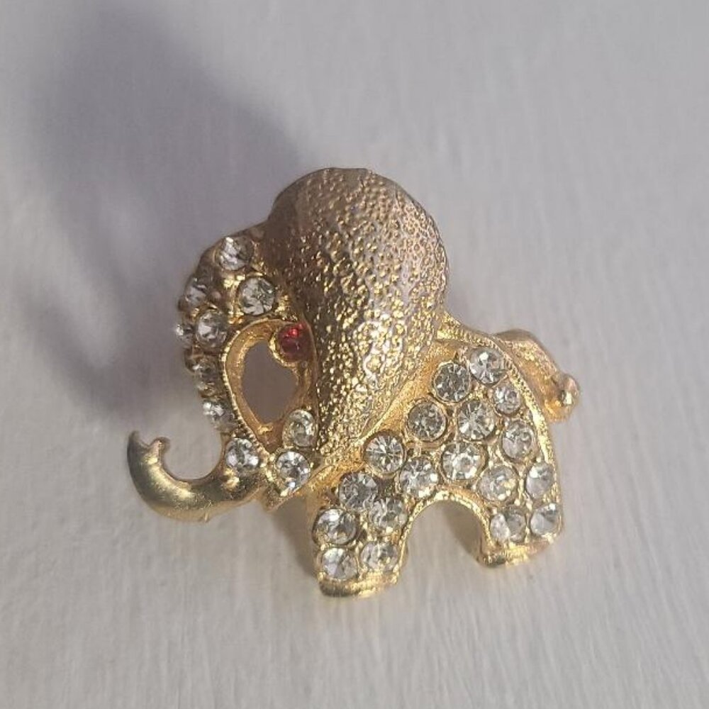 Elephant Rhinestone Vintage Lapel Pin Tie Tack Brooch - GOP Republican Party Pin
